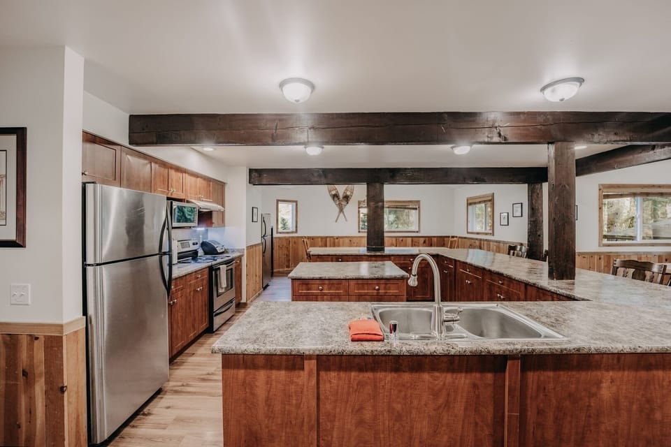 Indoors, Kitchen, Sink, Hardwood, Stained Wood