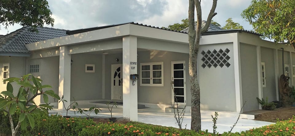 Front of house with NEW exterior paint