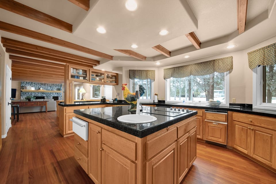 A waring oven and extra sink plus storage on the island.