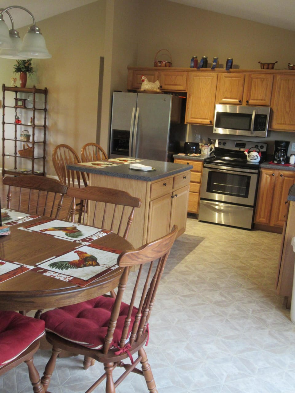 Stainless Steel appliances in Kitchen.