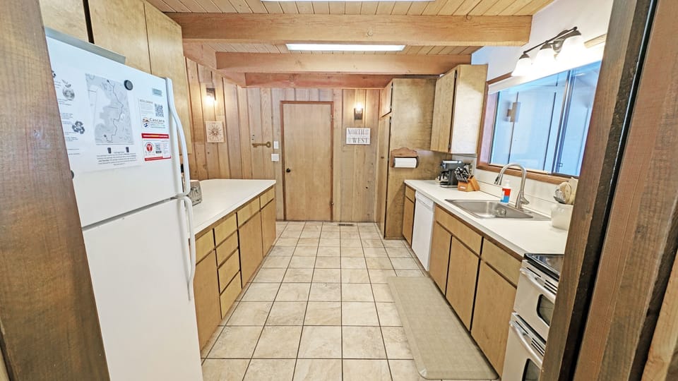 To the right, Kitchen