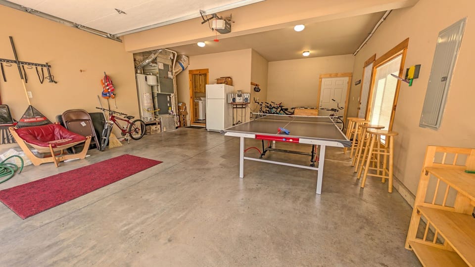 The garage features Ping Pong, Foosball, and bikes