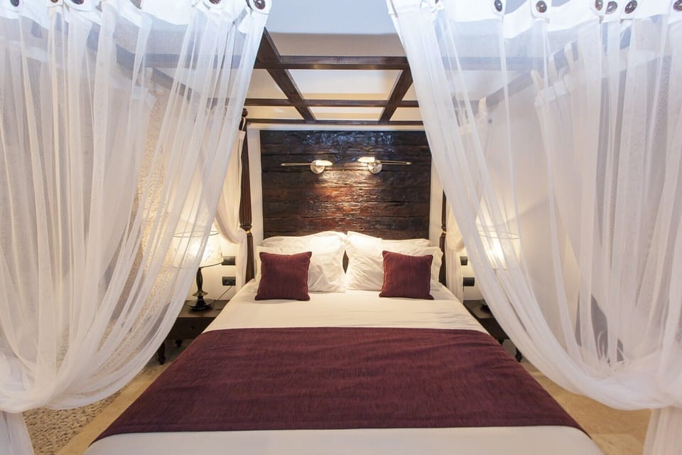 Beautiful canopy bed in luxury Villa Can Ribes Ibiza