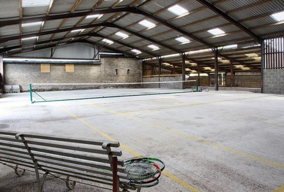 Indoor games area, marked for tennis