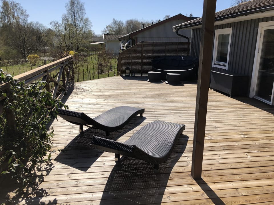 Sun beds on terrace
