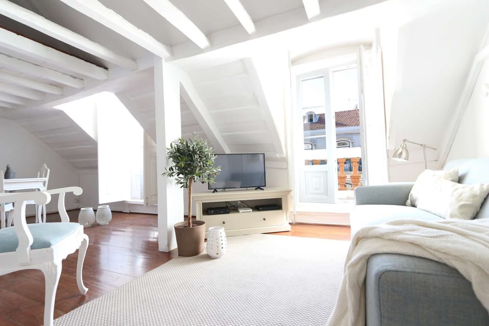 The living room gives access to the rooftop