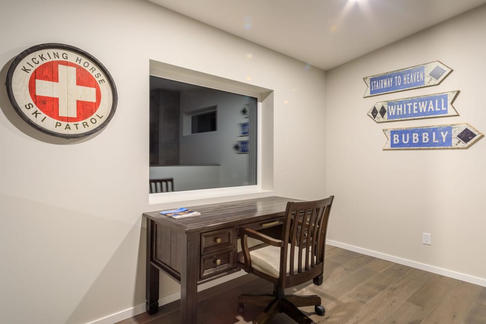 Small office area just off the living room. Perfect if you must do some work!