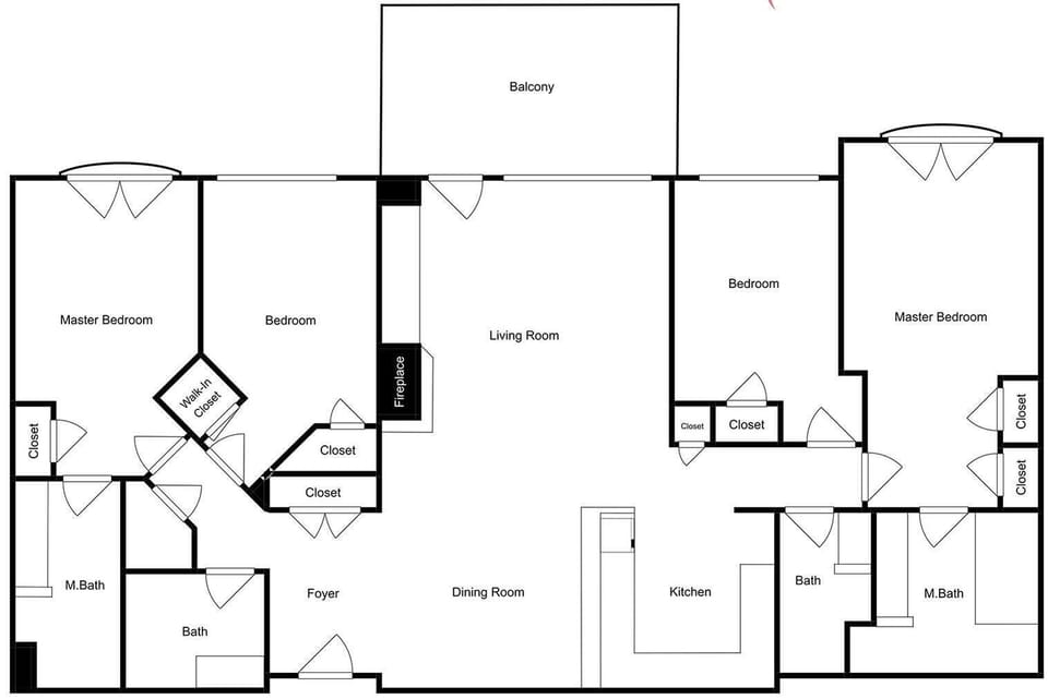 Floor plan shows spacious layout with multiple bedrooms, bathrooms, kitchen, and living areas with balcony access.