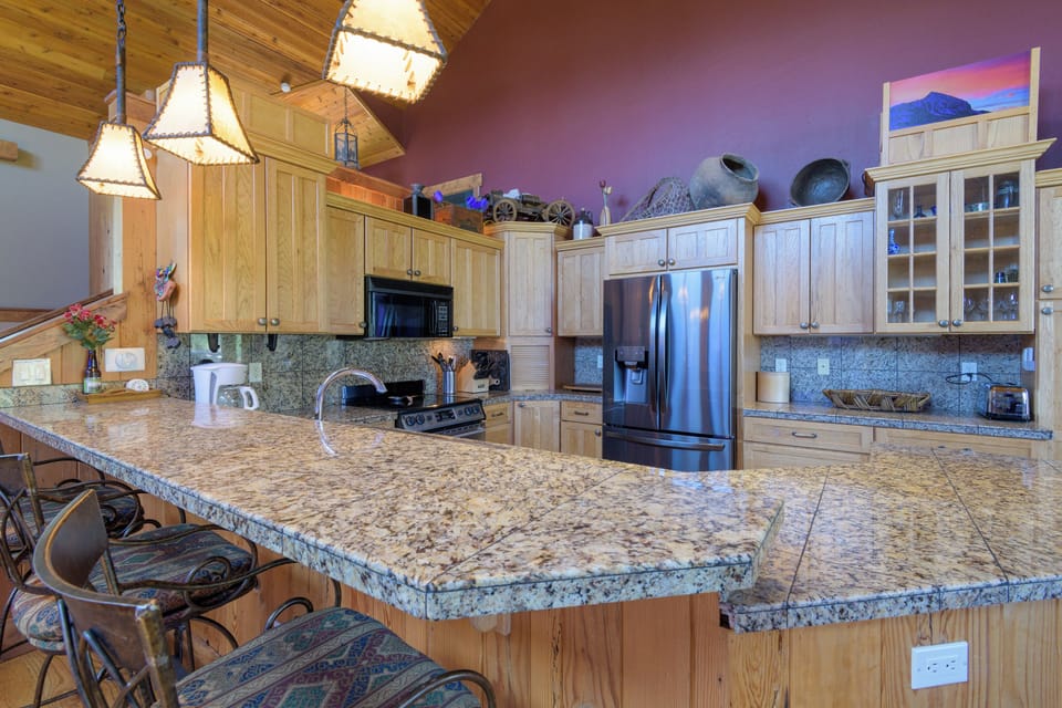 The chef's kitchen allows you to whip up meals for the entire family