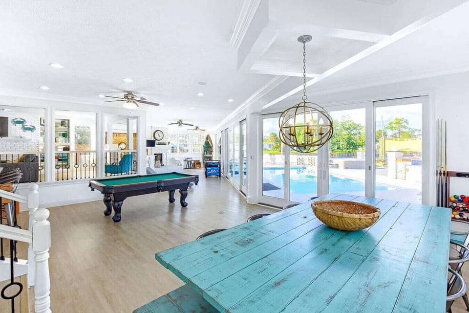 Oversized dining table for group meals and gatherings