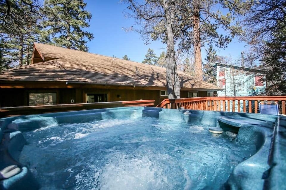 The hot tub is the perfect place to relax at this home.
