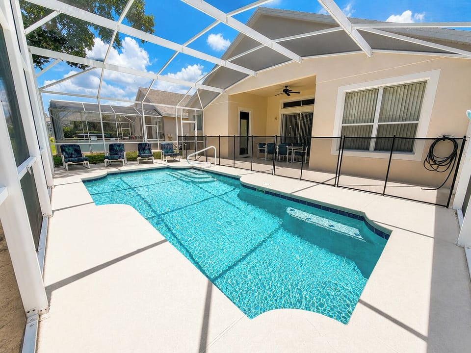 Pool area showing safety fence.