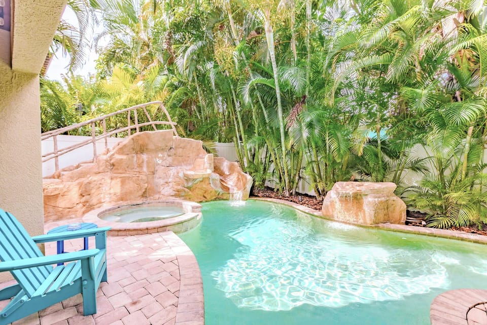 Sparkling pool with water slide