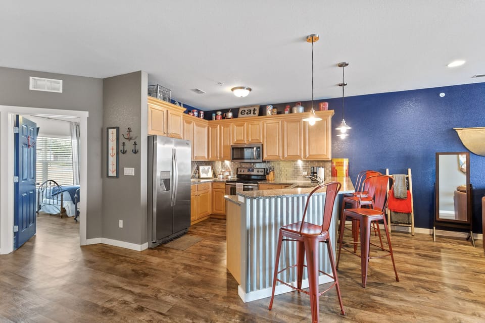 Everything you need for a home cooked meal in the remodeled kitchen.
