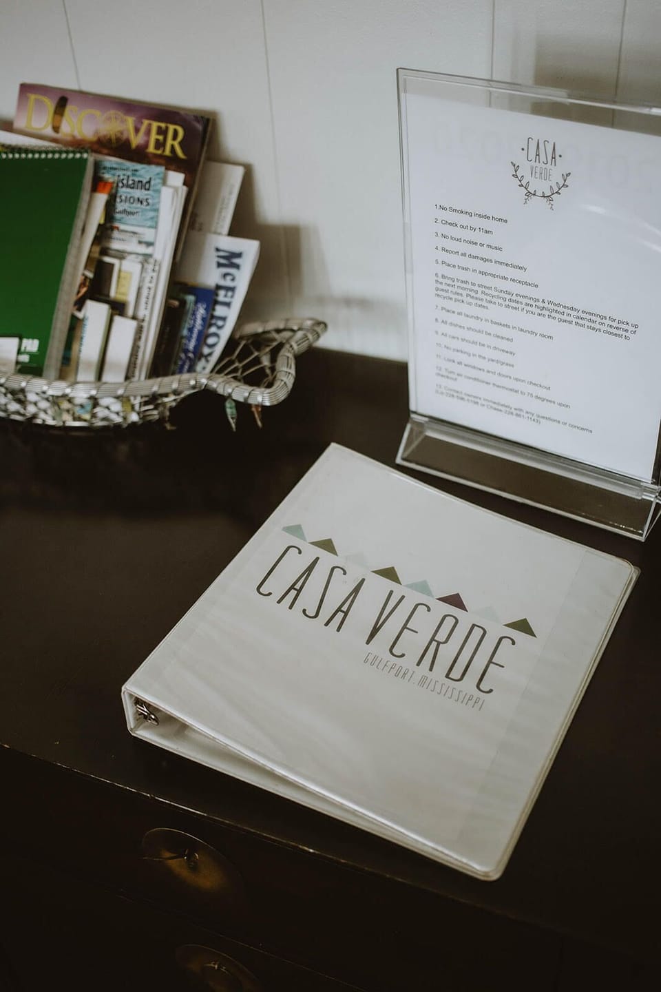 Casa Verde information binder 