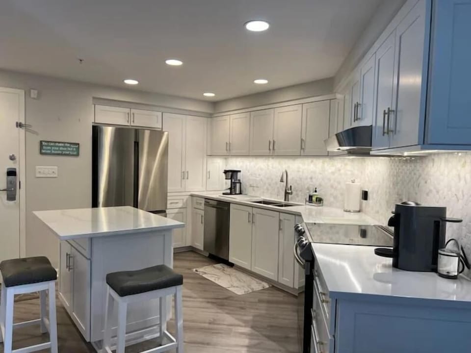 Upgraded stainless appliances in remodeled kitchen