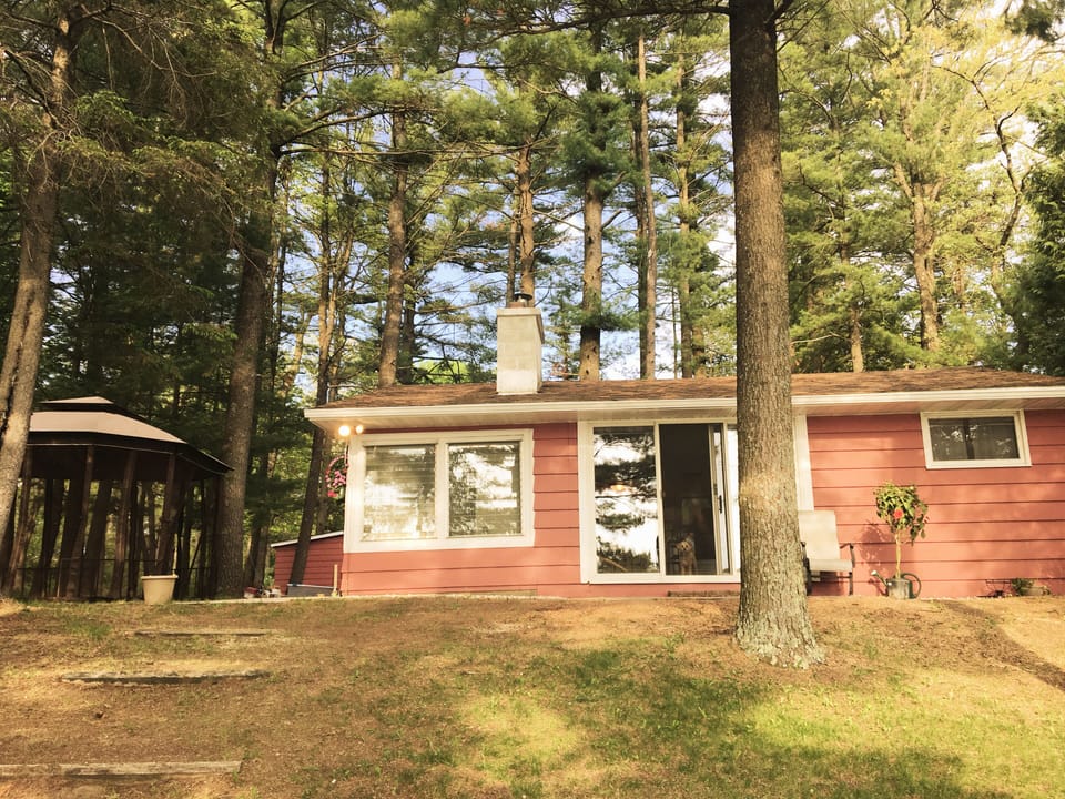 Main cabin and outdoor eating area