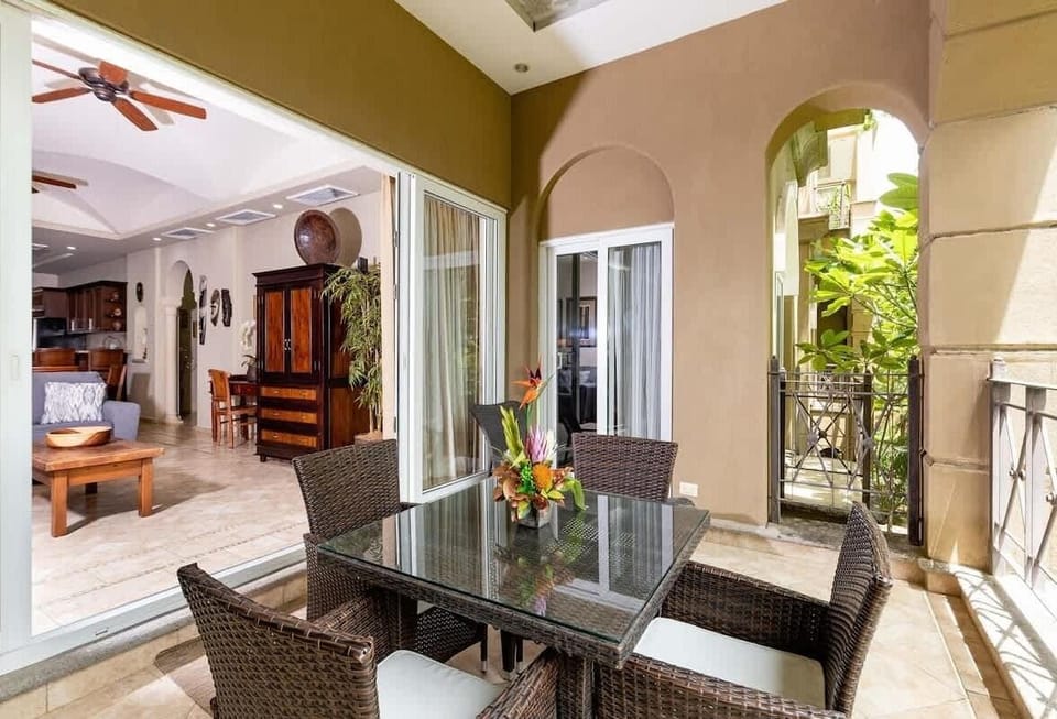 Spacious balcony with private outdoor dining area