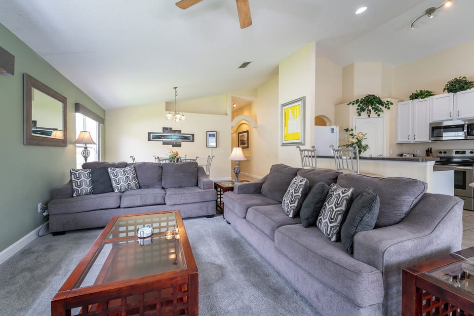 View of living room sofas