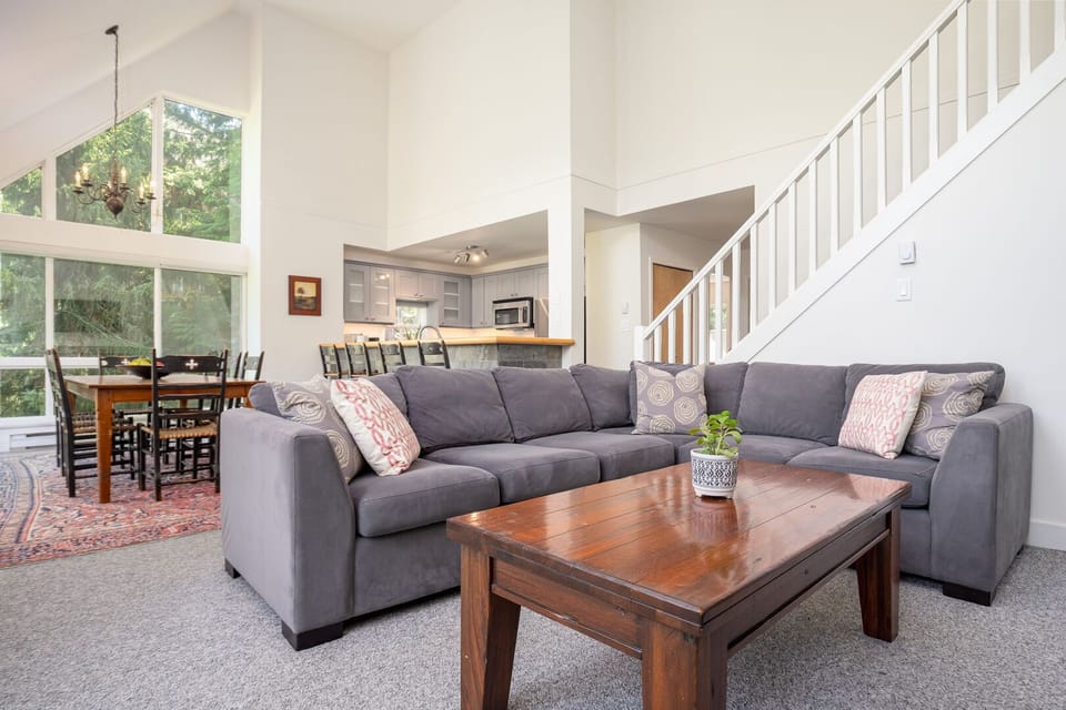 Kick back on the sofa and enjoy views, warmth, and relaxation.