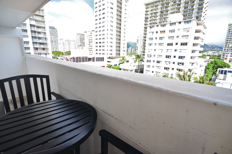 Seating for two overlooking the city view