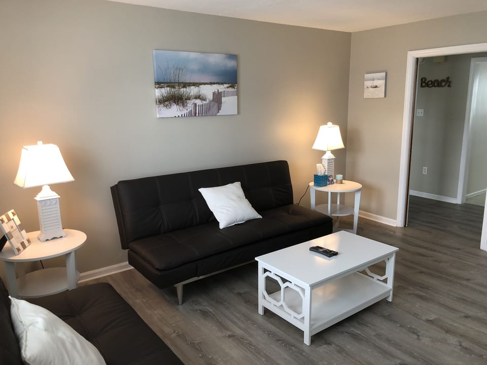 Futon opens to full size bed. 