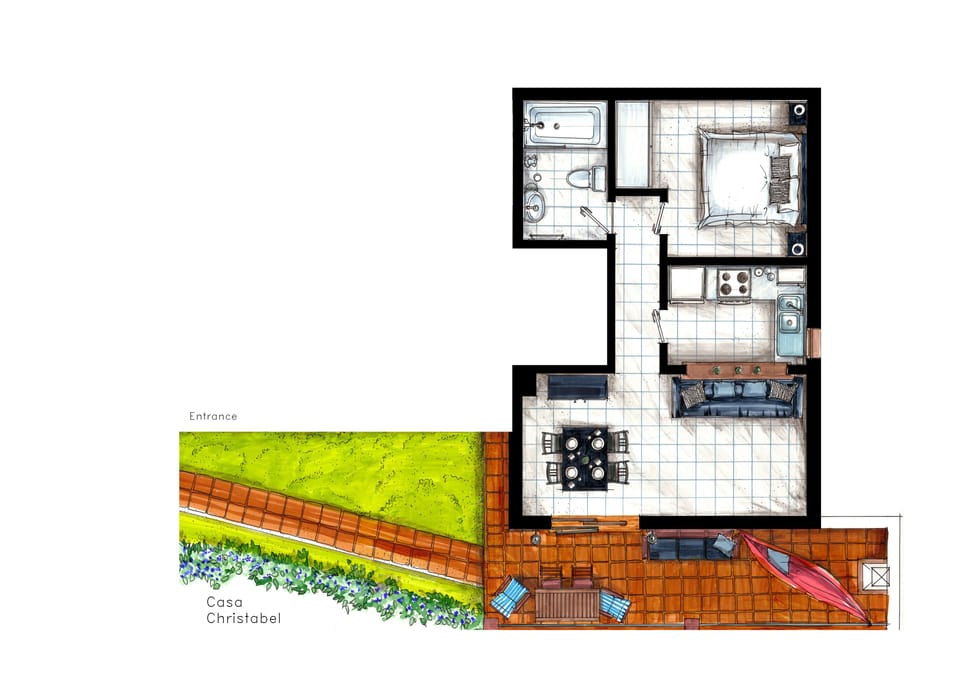 Floor plan of casa Christabel to illustrate layout