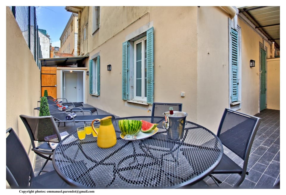 Sunny large wrap around terrace.