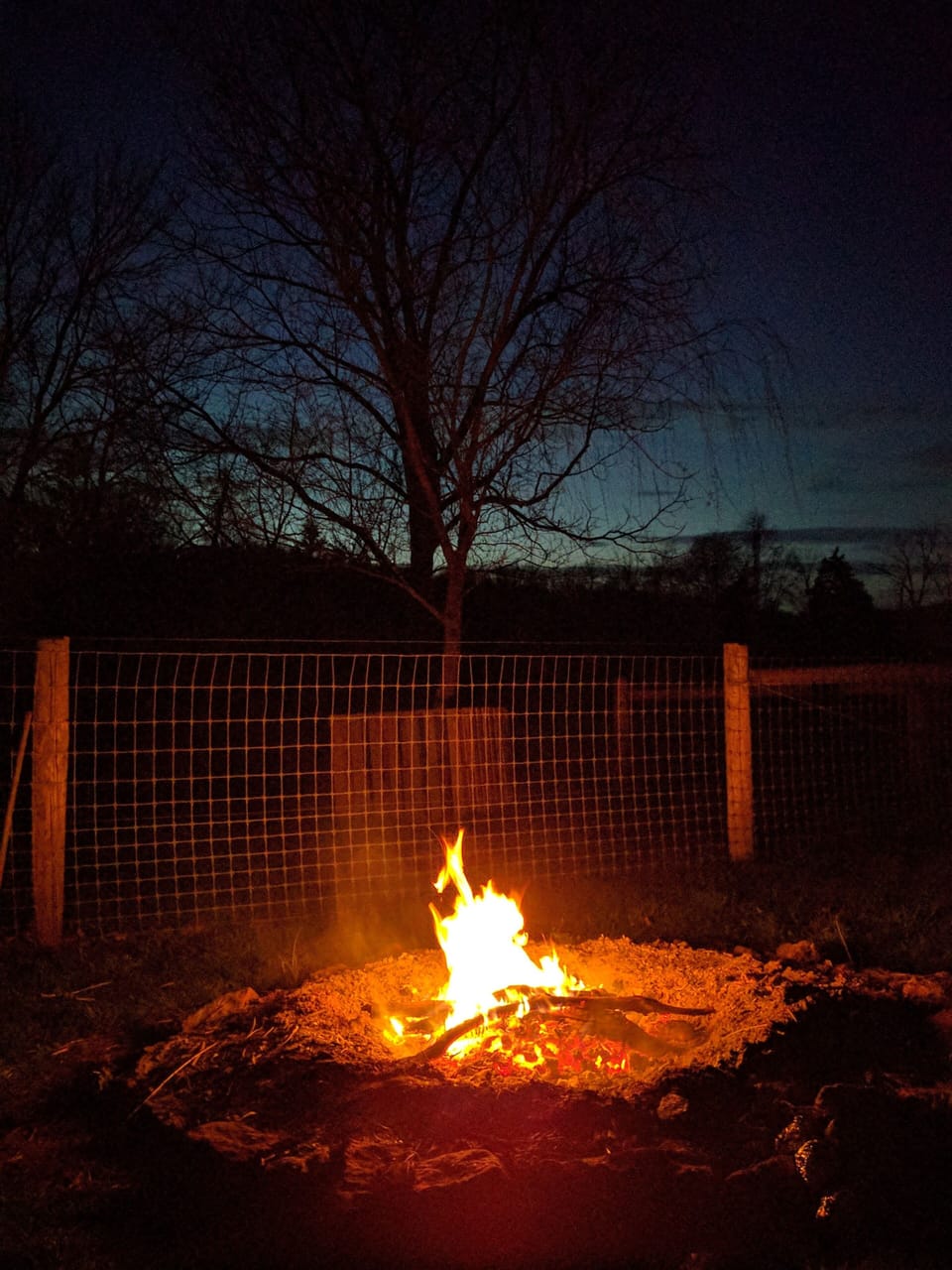 An evening campfire