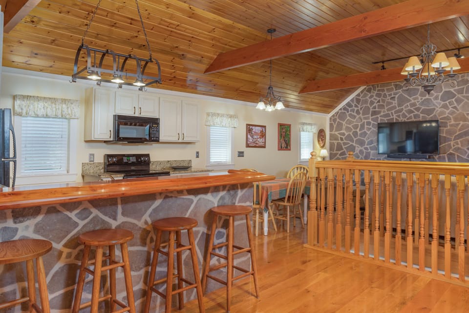 View of kitchen and living areas