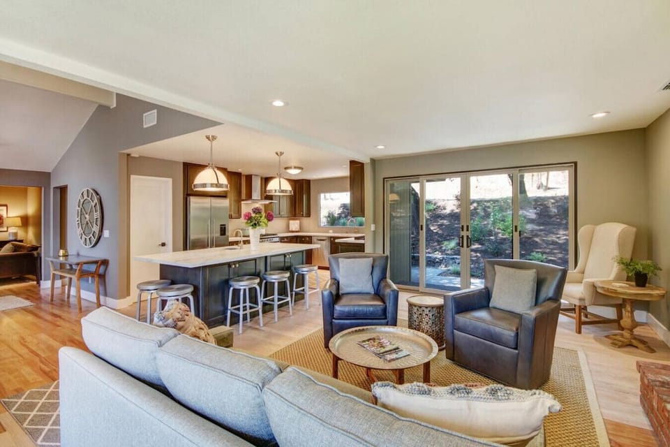 Family room and kitchen