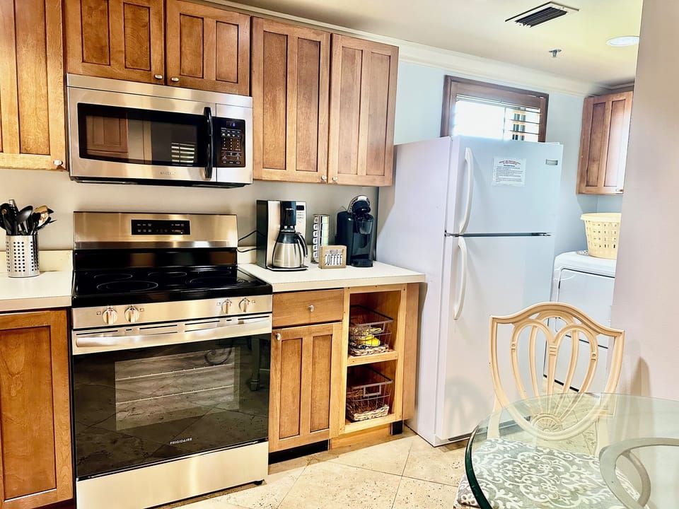 The laundry area is behind the fridge!  