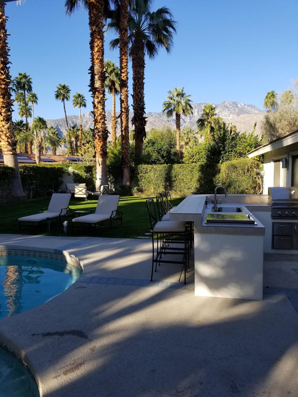 Outdoor kitchen and mountain views