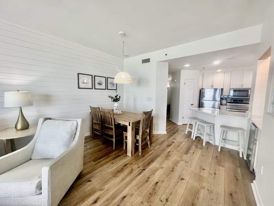 View of the dining room and kitchen from the living room...