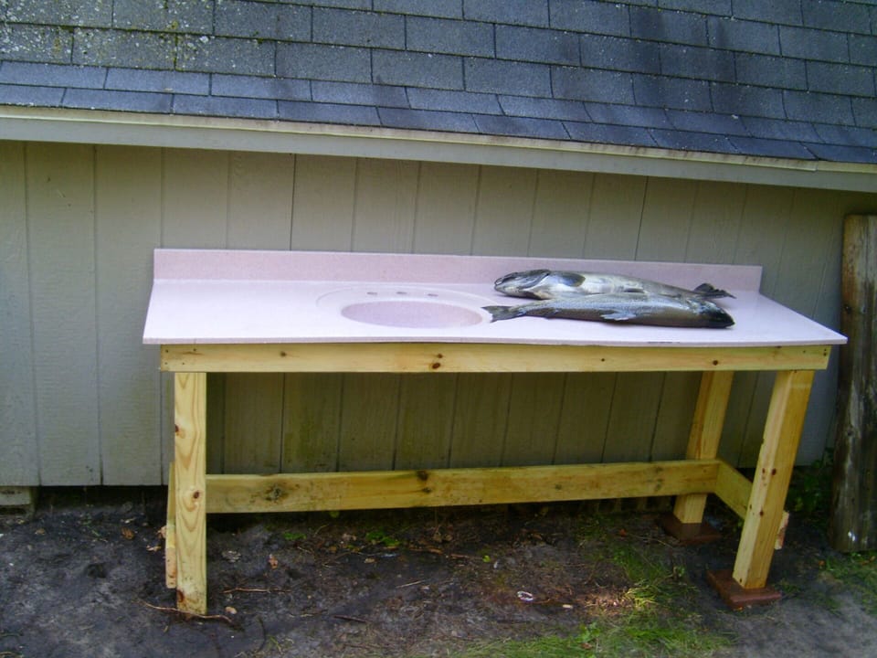 Convenient fish cleaning station is provided for your use