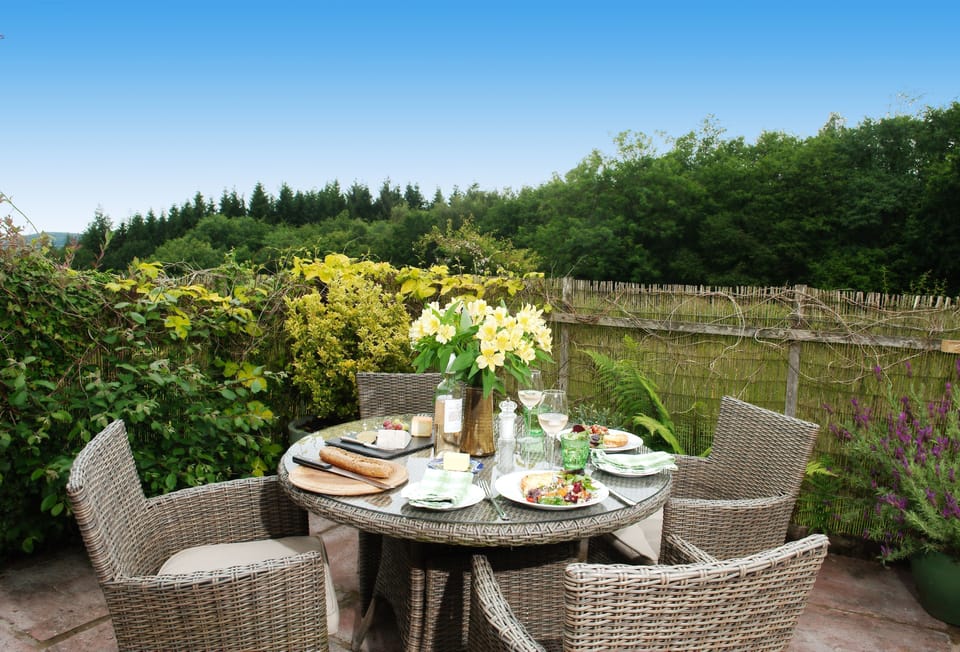 Outdoor dining area with a fabulous view