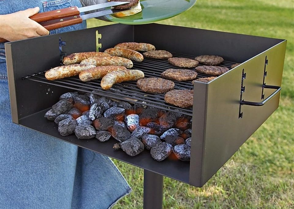 The park grill is great for charcoal grilling in your private back yard.