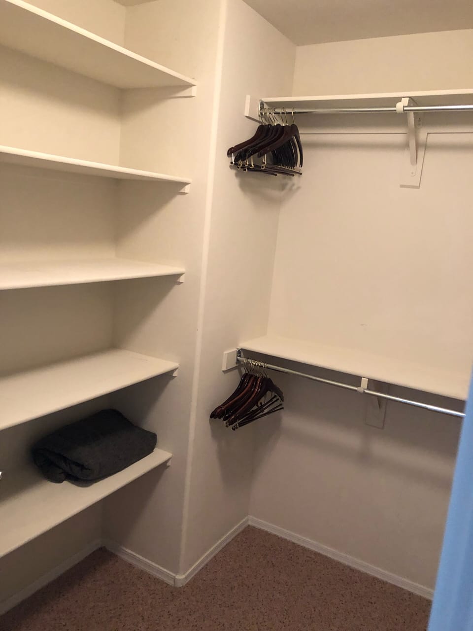 Walk-in closet in the master bedroom 