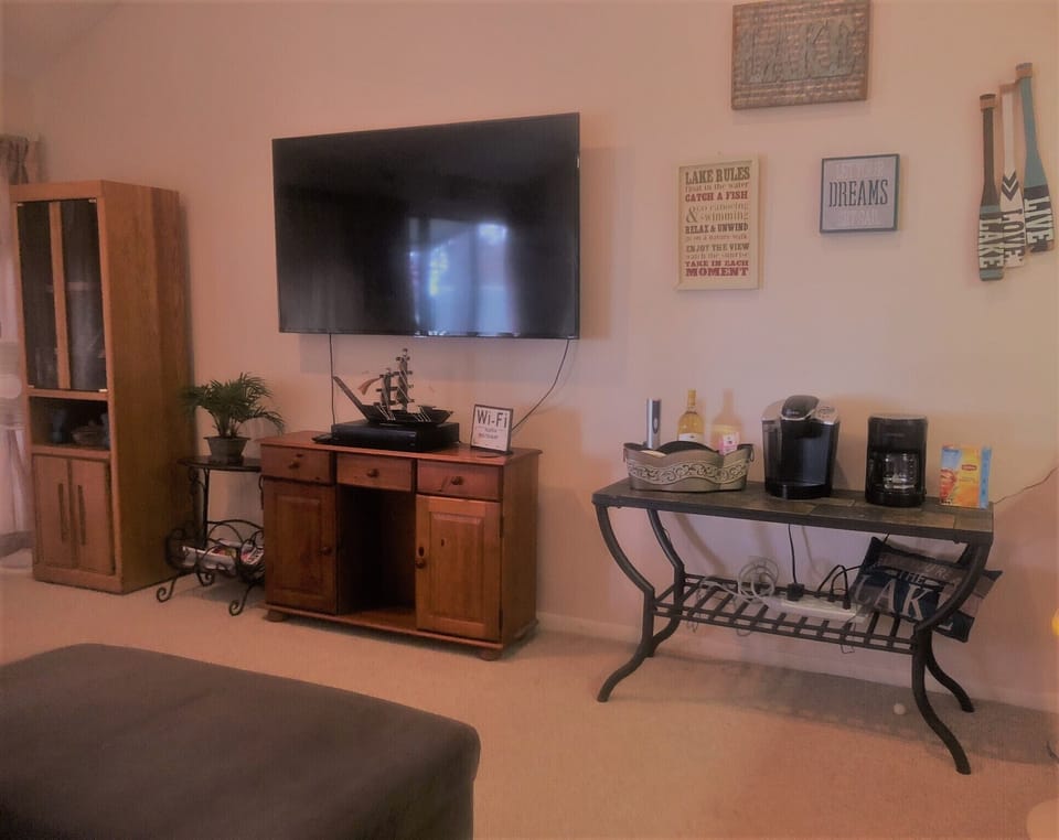 62 inch smart TV and coffee bar