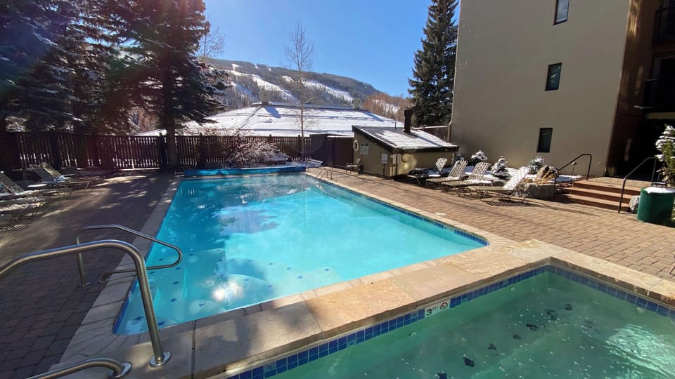 View to Vail Mountain from the outdoor pool and hot tub.