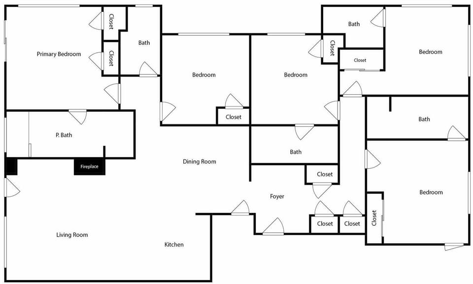 Detailed floor plan shows spacious layout with multiple bedrooms, bathrooms, and living areas perfectly designed for your group.