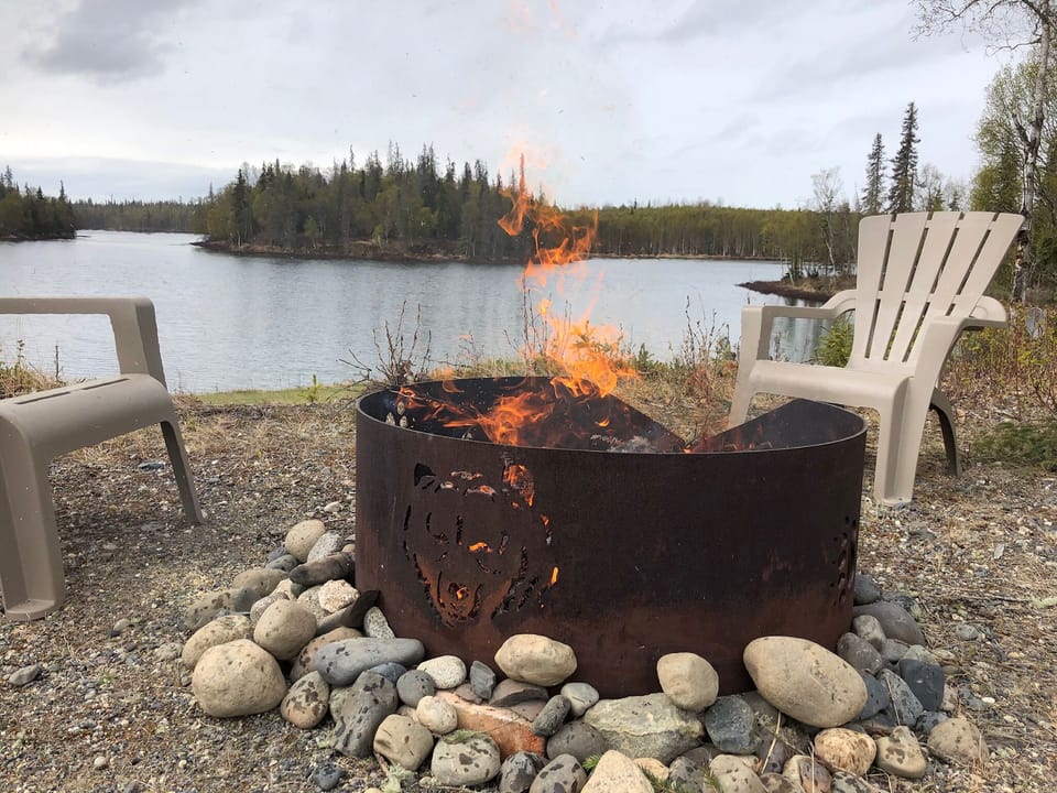 Camp fire for hotdogs and s’mores! Firewood is provided.