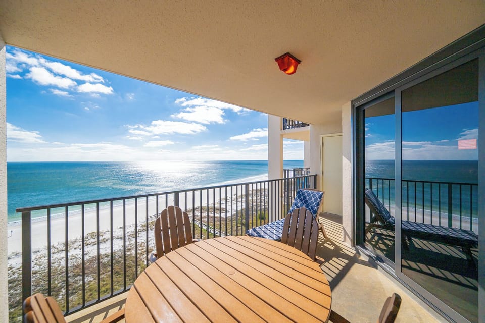 Relax on the balcony enjoying the expansive water views and bright blue skies