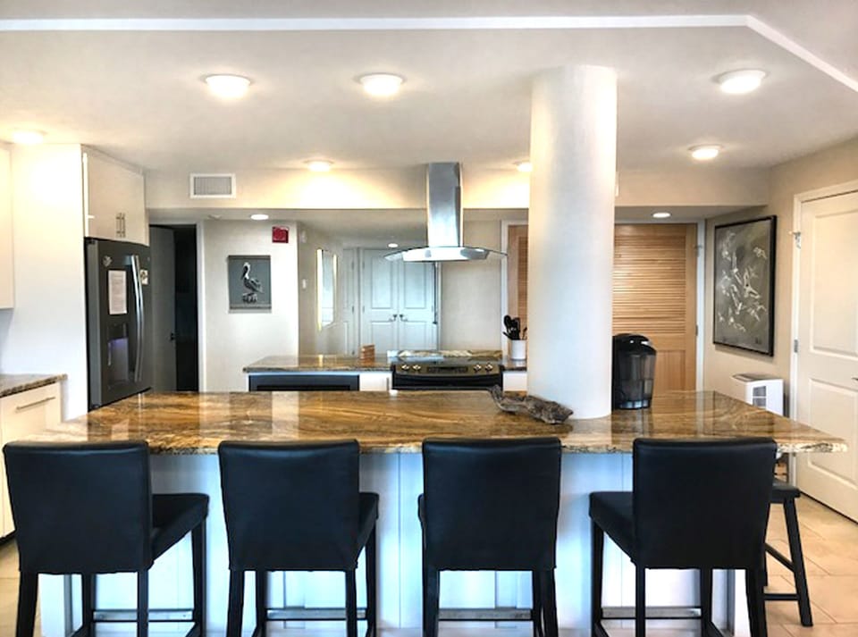 Island seating for six.