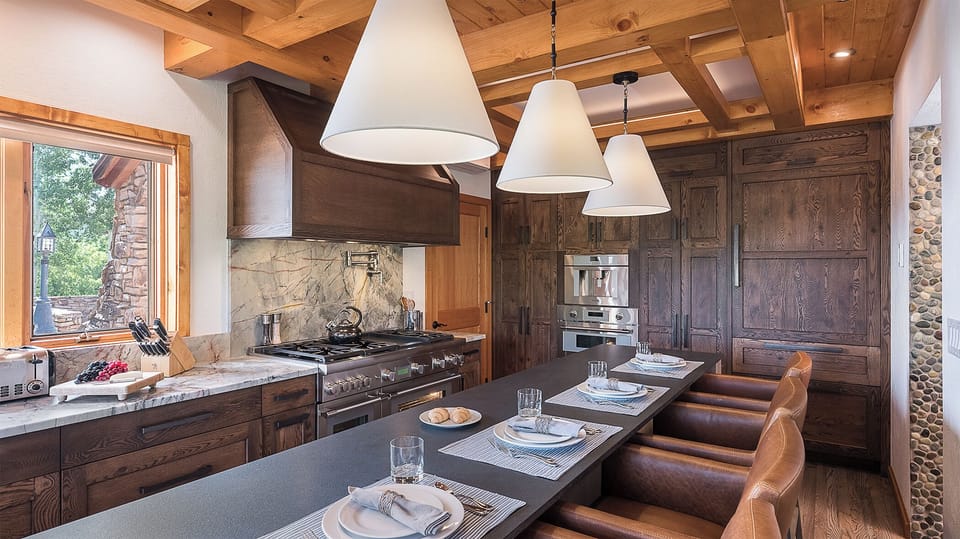 Kitchen, Main Level - Countertop with pendant lighting