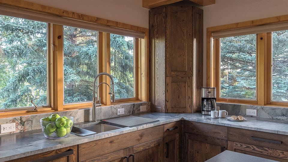Kitchen, Main Level - Sink with wooded views
