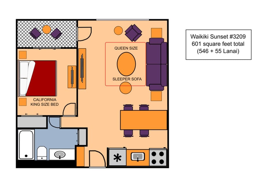 Waikiki Sunset #3209 Floor Plan