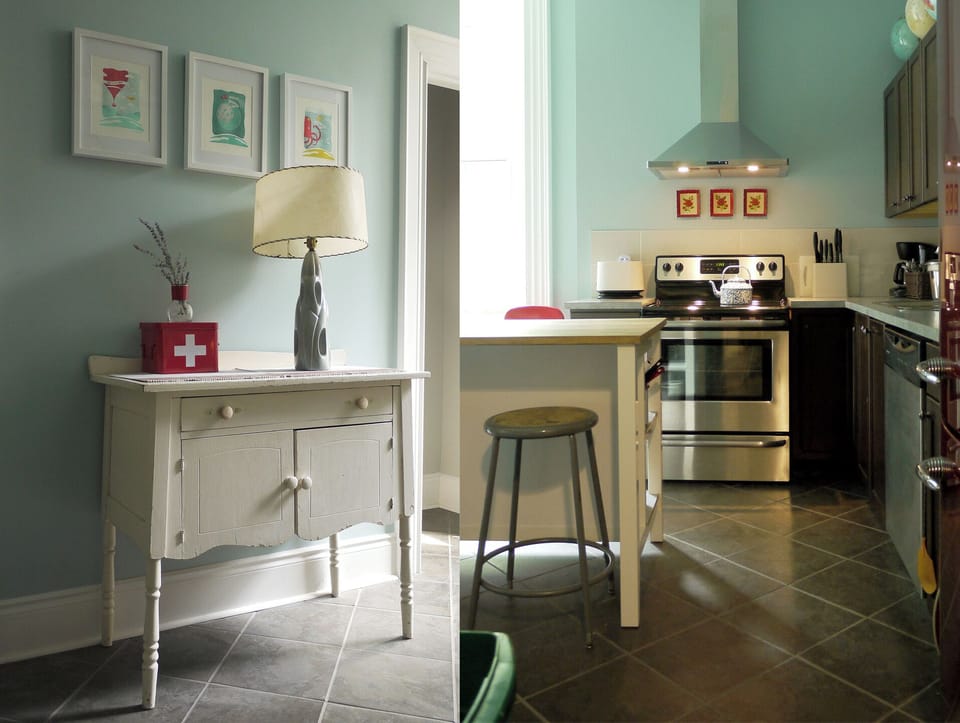 Charming "school-house" kitchen.