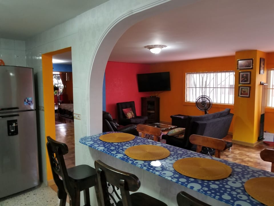 View of living room from dining area/kitchen