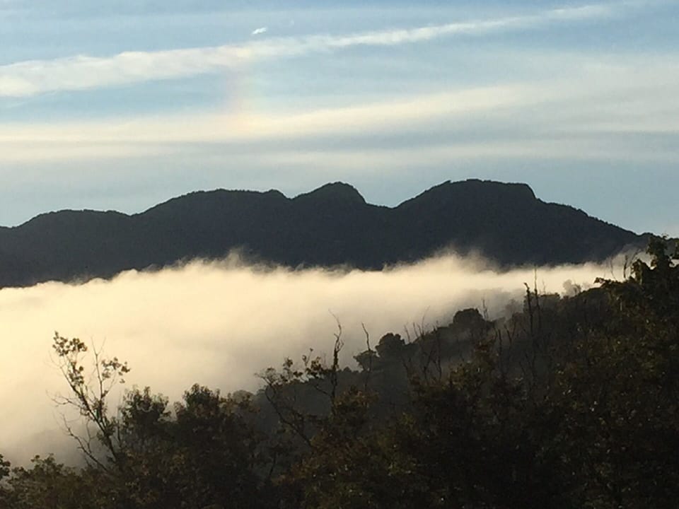 View of Grandfather Mountain from main level deck; see the rainbow?